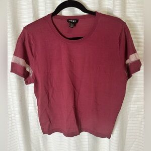 DKNY Women's Short Sleeve Top in Deep Burgundy